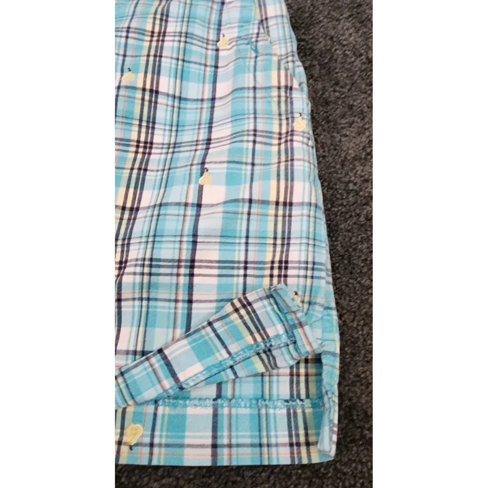 IZOD Skort Golf Athletic Plaid Embroidered Pears Blue White Skirt Size 2 Sport‎